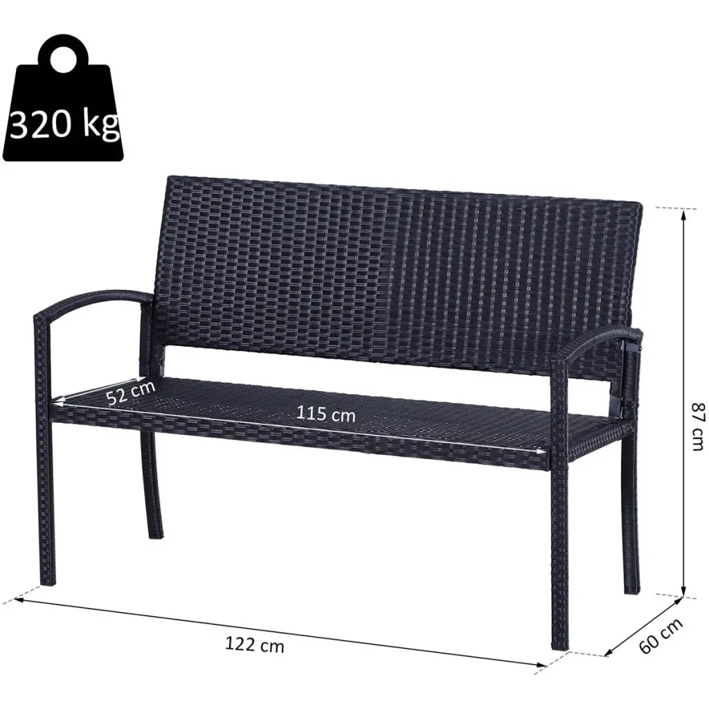 Polyrattan Gartenbank schwarz