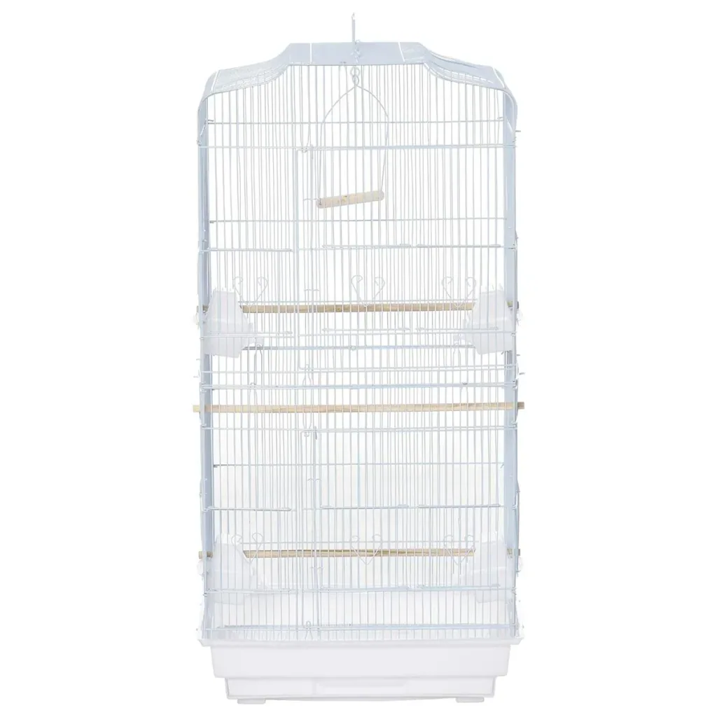 Vogelkäfig Vogelhaus Vogelvoliere für Papagei Wellensittich Vogelbauer mit ausnehmbarer Bodenschale Weiß 47,5 x 36 x 91
