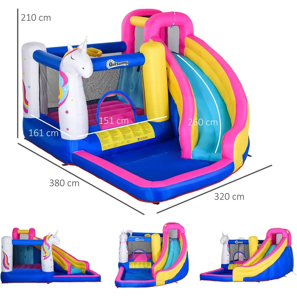 Kinderhüpfburg mit Rutsche und Pool bunt