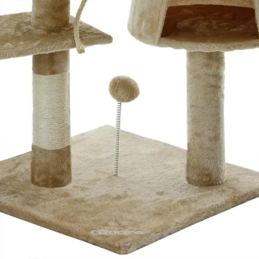 Codoca Kratzbaum beige mit 3 Aussichtsplätzen, 1 Höhle, 2 Spielbällen und einem Seil