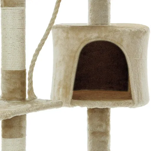 Codoca Kratzbaum beige mit 3 Aussichtsplätzen, 1 Höhle, 2 Spielbällen und einem Seil