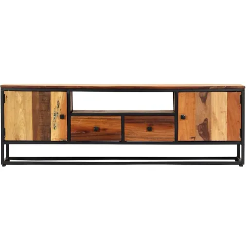 TV-Schrank 120x30x40 cm Massives recyceltes Holz und Stahl
