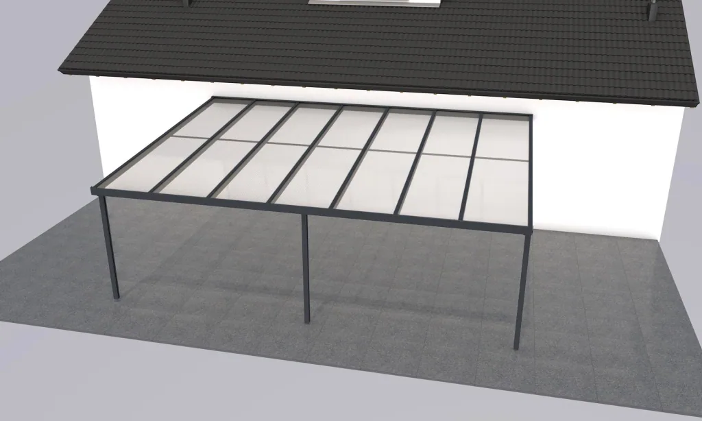 Terrassendach Premium, anthrazit, 7120 x 5060 mm - Polycarbonat Stegplatten 16 mm, bronze