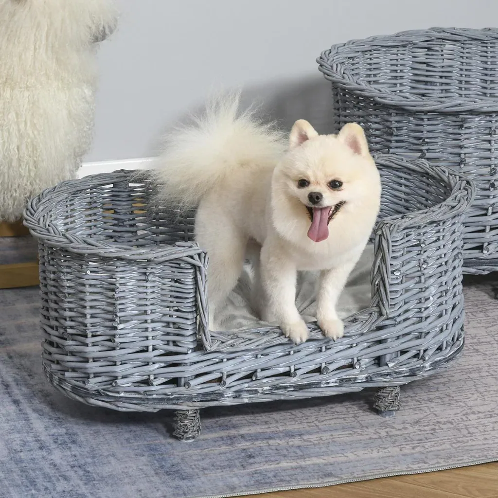 Hundesofa Haustiersofa Hundebett Katzensofa Weichem Bezug Katzensofa Weide Plüsch Grau 71 x 40 x 31 cm