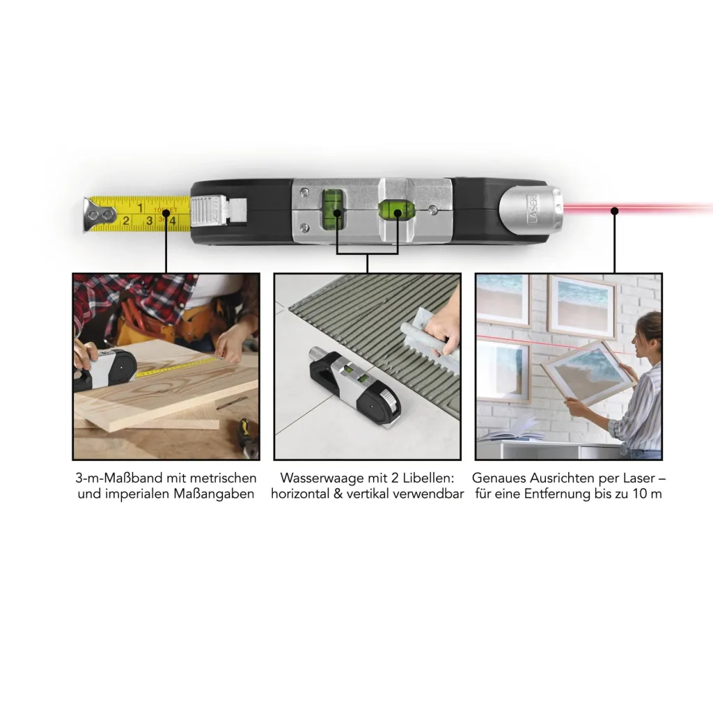 Laser-Waage 3 in 1 , 3 Volt, schwarz/silber