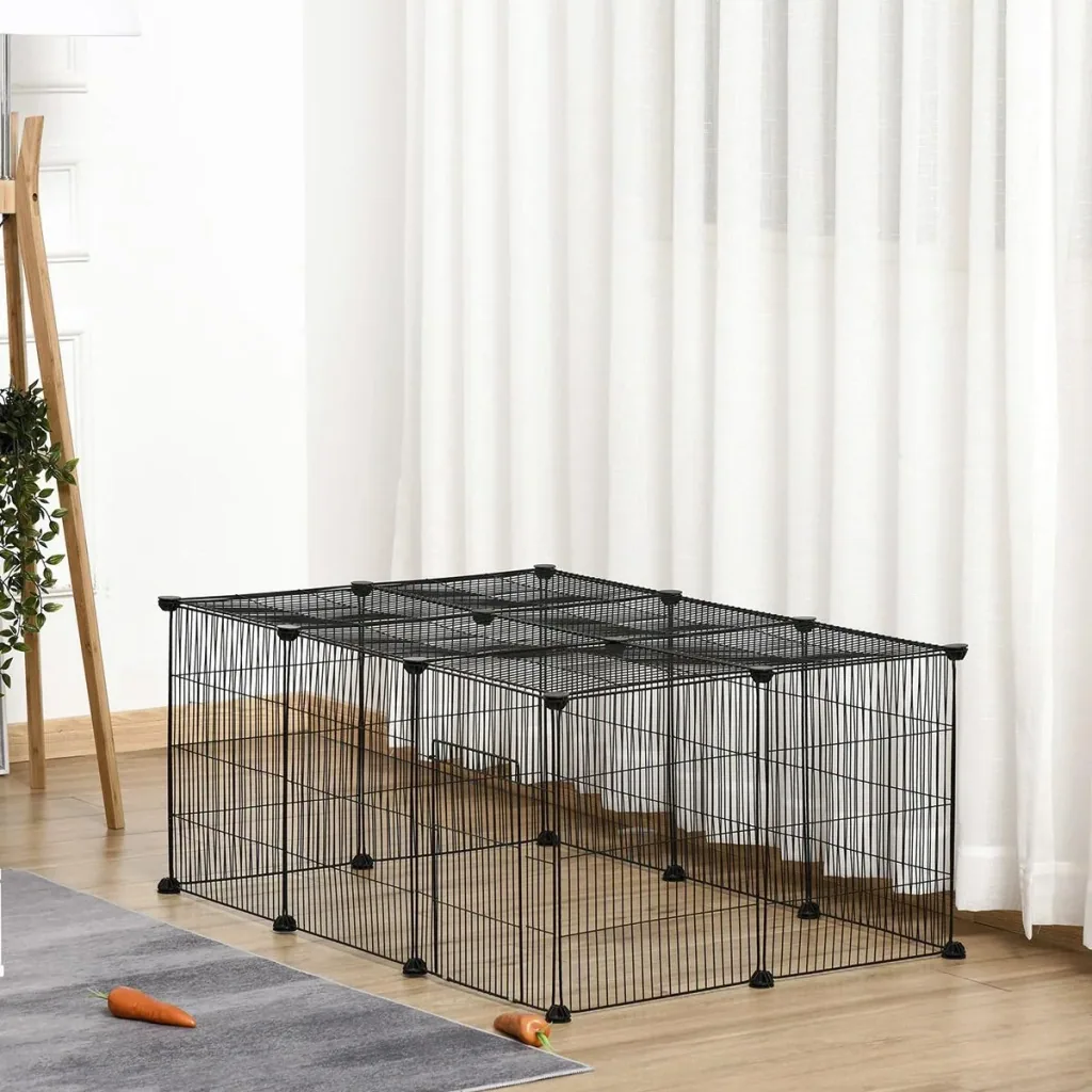 Kleintiergehege kleintierkäfig Freigehege DIY Metall Kätzchen Hase Chinchilla Multi-Winkel-Verbindungen Anti-Rutsch-Matt