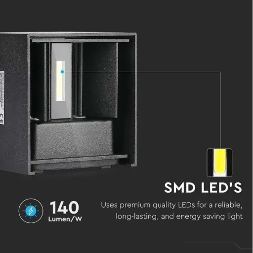 VT-759 LED-Wandleuchte - 5W - 3000K - 700 Lumen - Schwarz