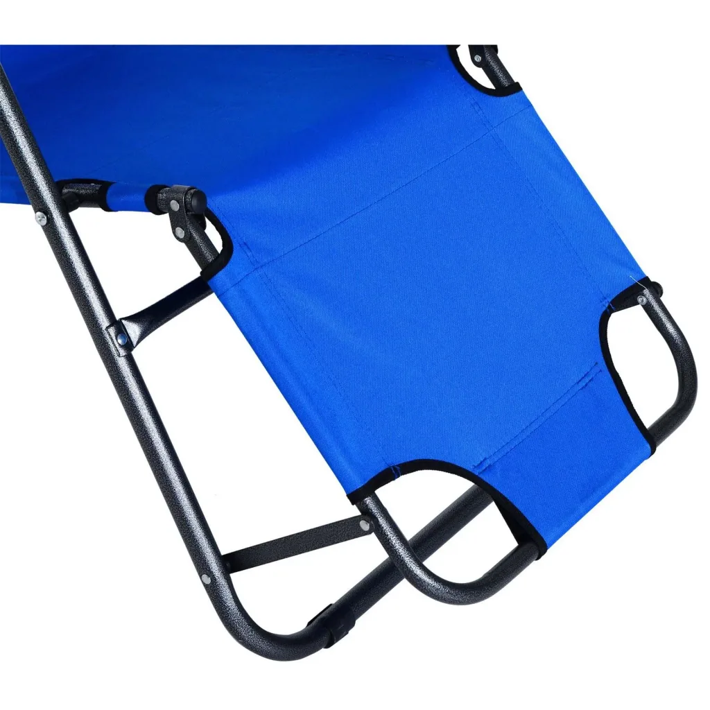 Sonnenliege Strandliege Gartenliege Relaxliege klappbar mit Kissen Strand Metall + Oxfordstoff Blau 118 x 60 x 80 cm