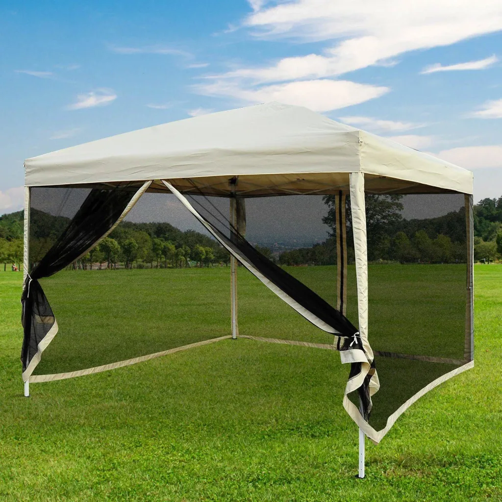 Faltpavillon Faltzelt mit Seitenwänden 3x3m Stahl Beige