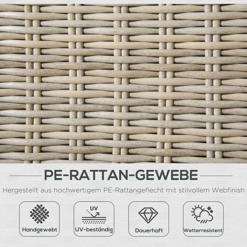 Faltbare Liege in Rattanoptik, hellgrau, 200 x 60 x 40 cm