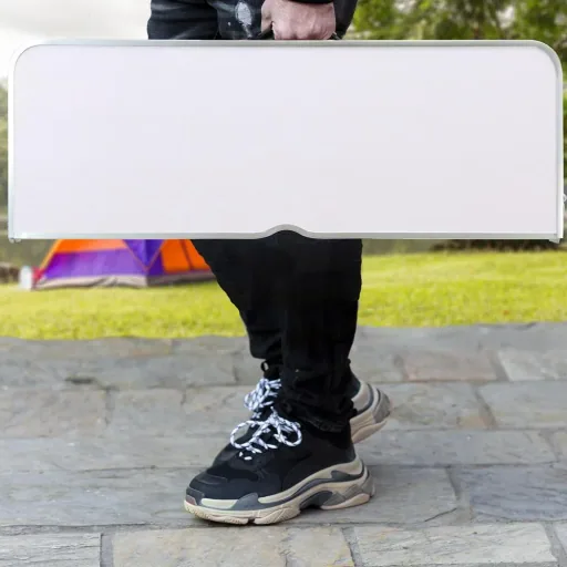 Campingbank 3 Stück weiß Aluminium klappbar