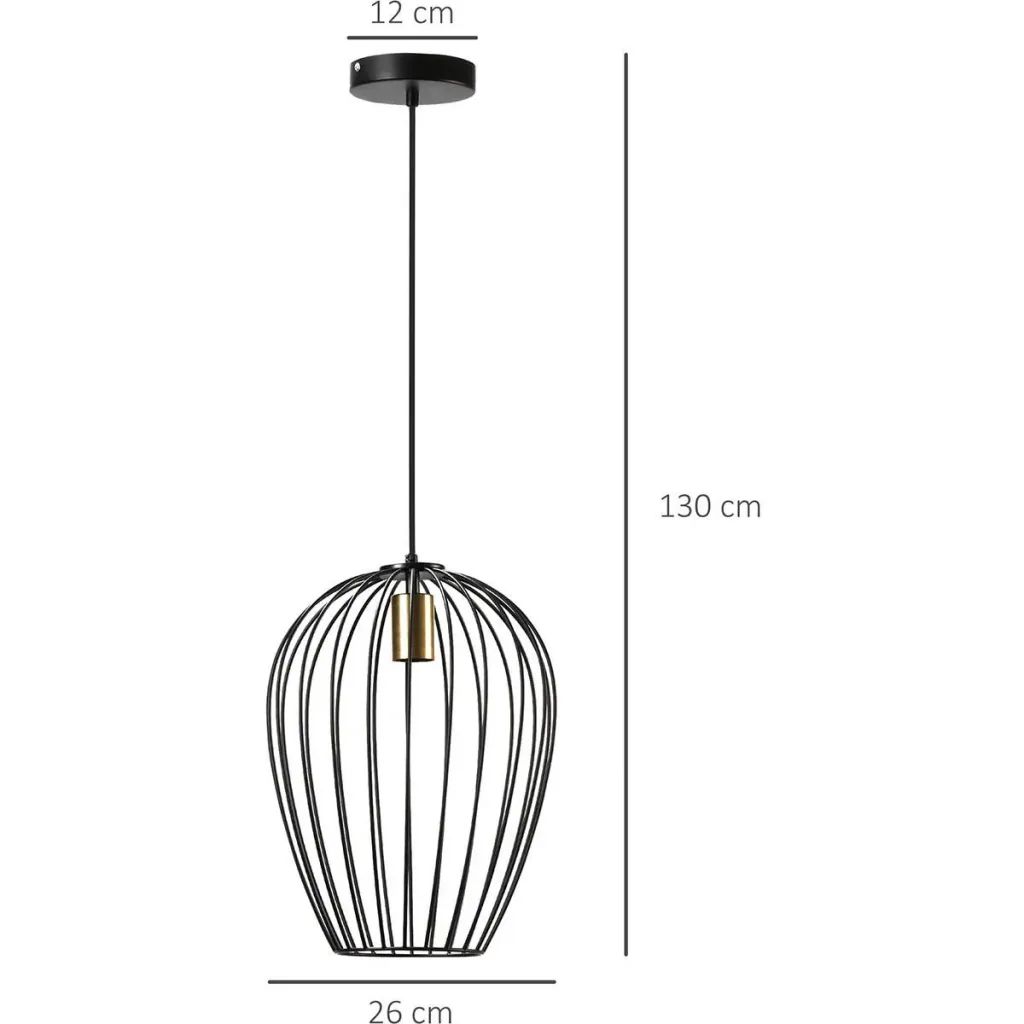 Pendelleuchte Hängeleuchte Hängelampe modern Pendellampe für Büro Wohnzimmer Esszimmer Metall Schwarz Ø26 x 130 cm